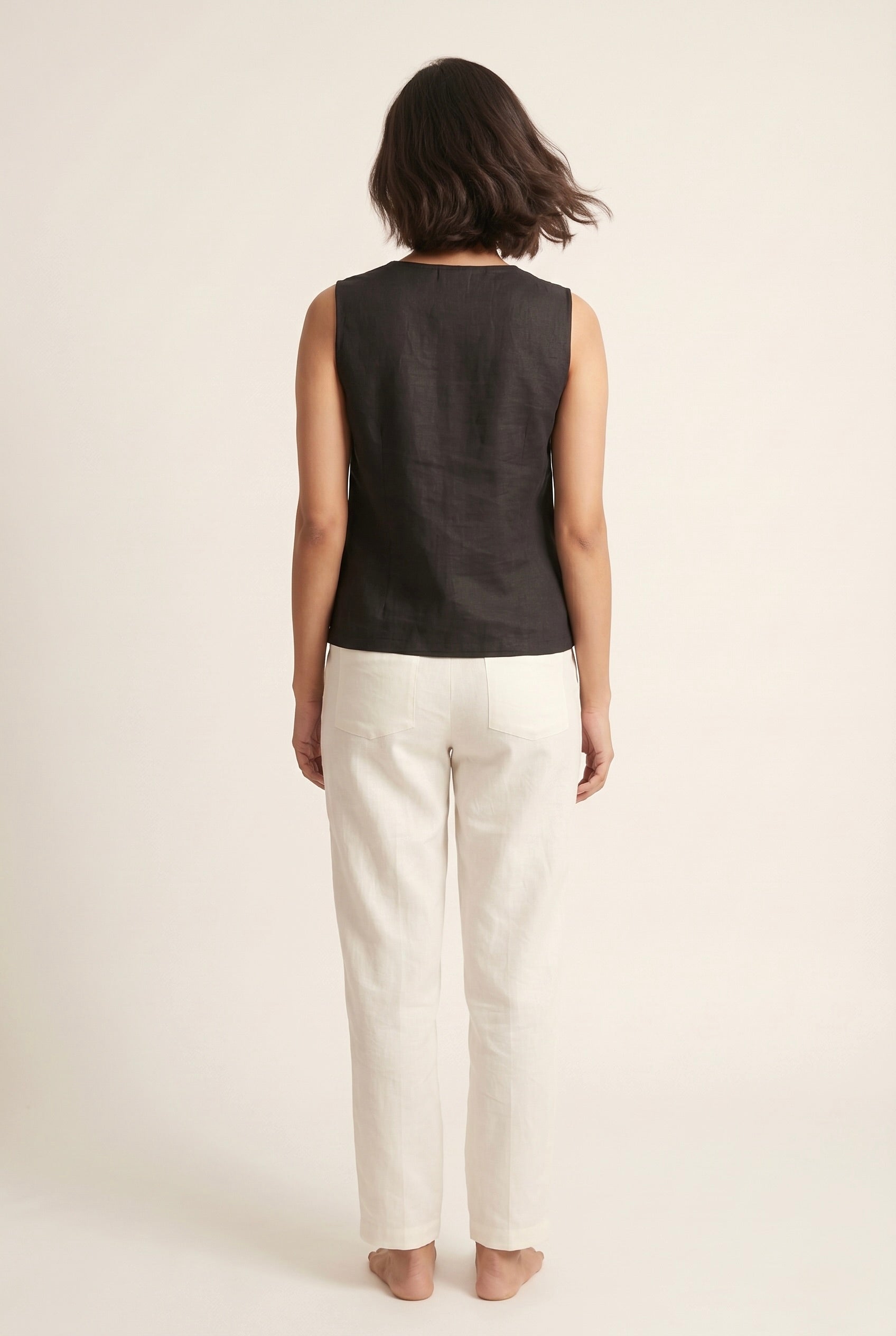 Black Linen Sleeveless Shirt