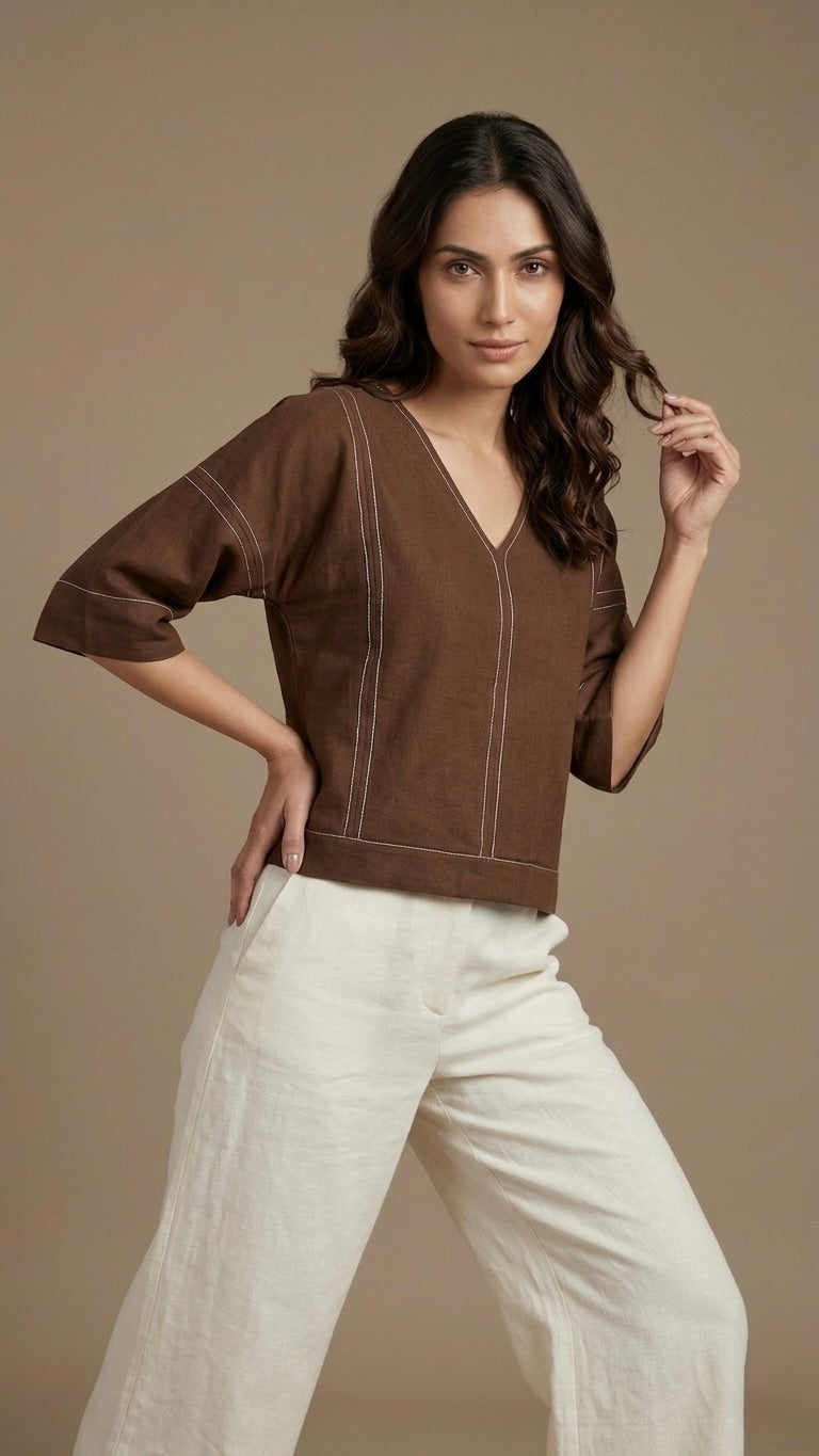 Brown Stitch Top
