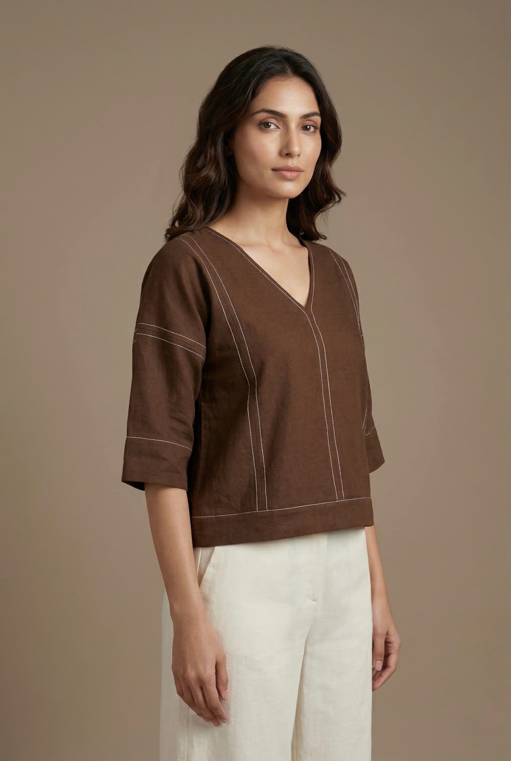 Brown Stitch Top