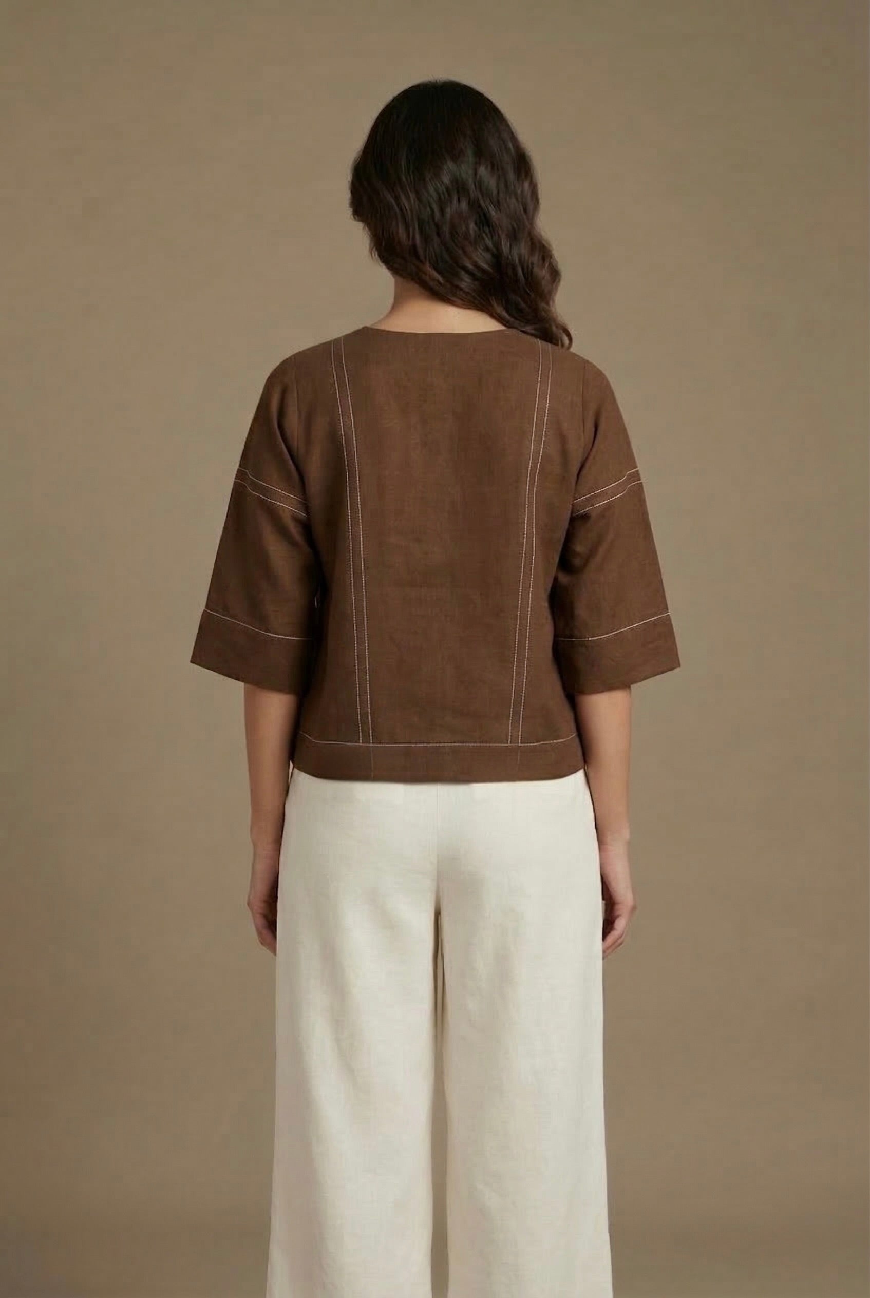 Brown Stitch Top