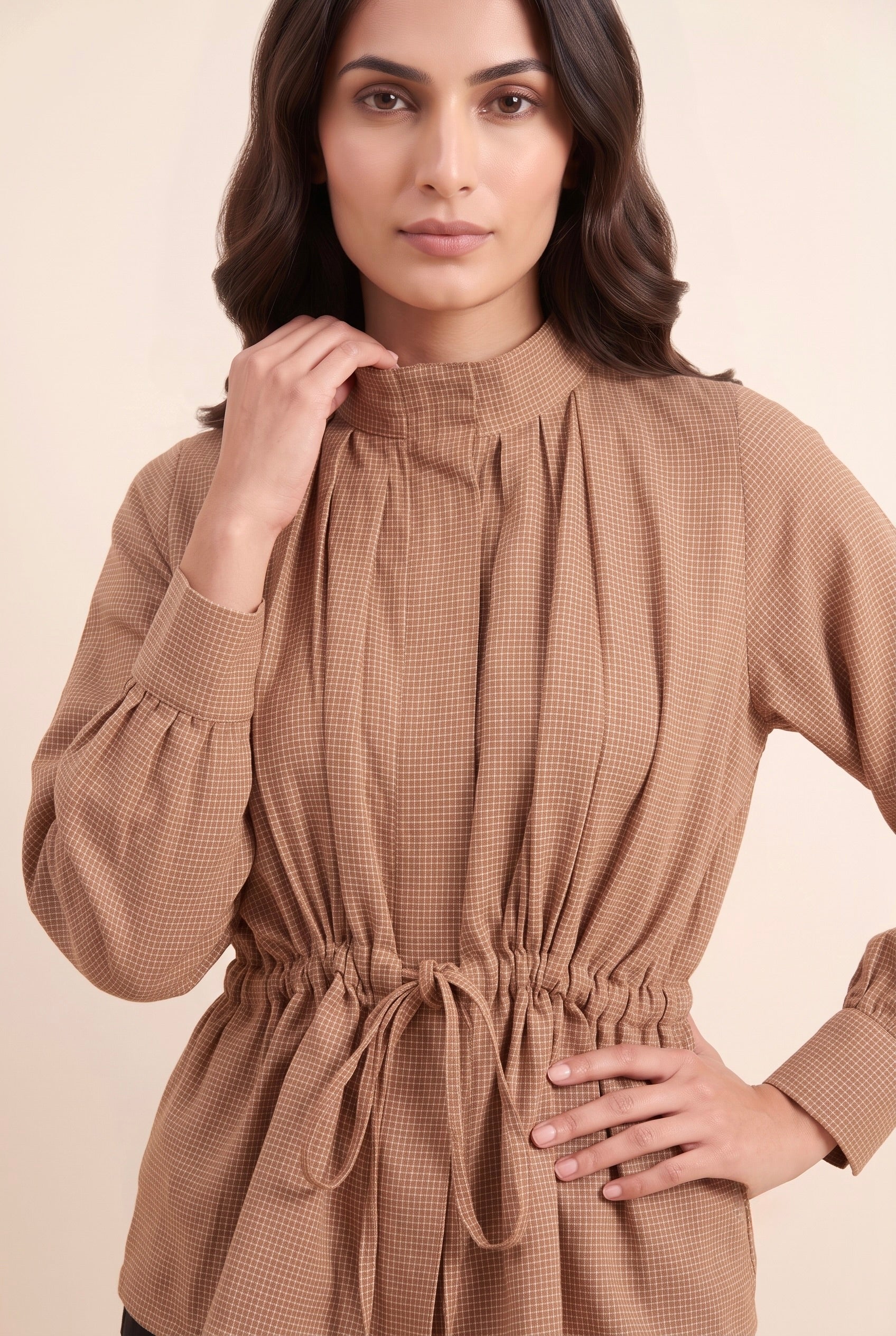 Mocha Check Top