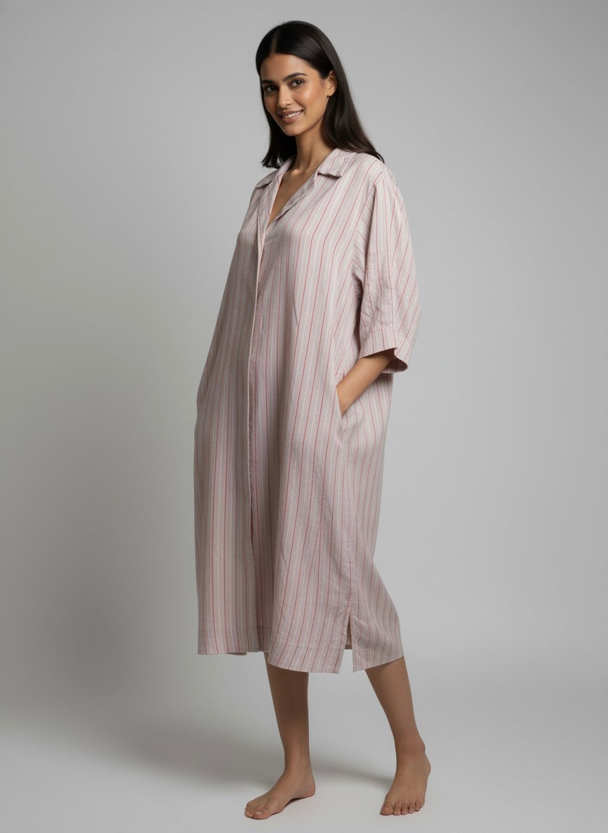 Blush Striped Shirt Dress