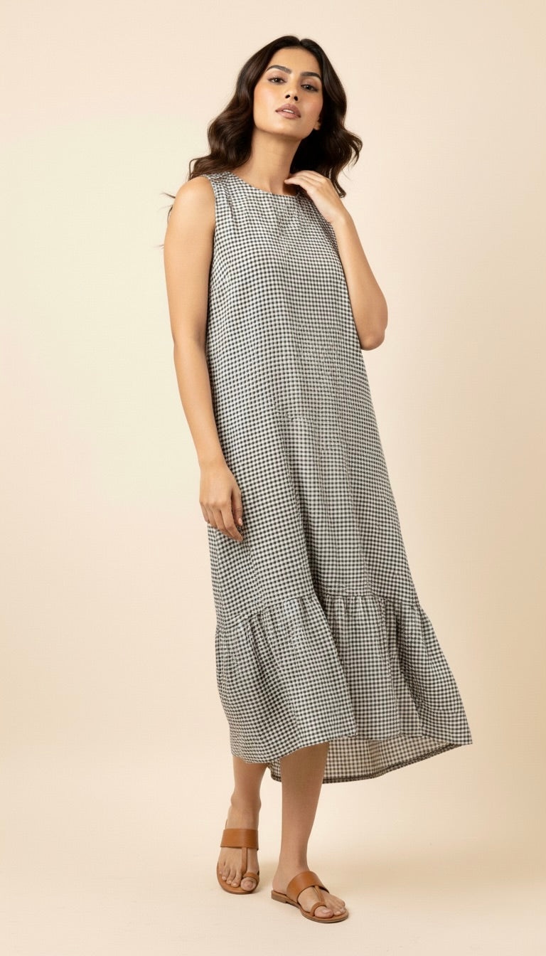 Checks Ruffle Dress