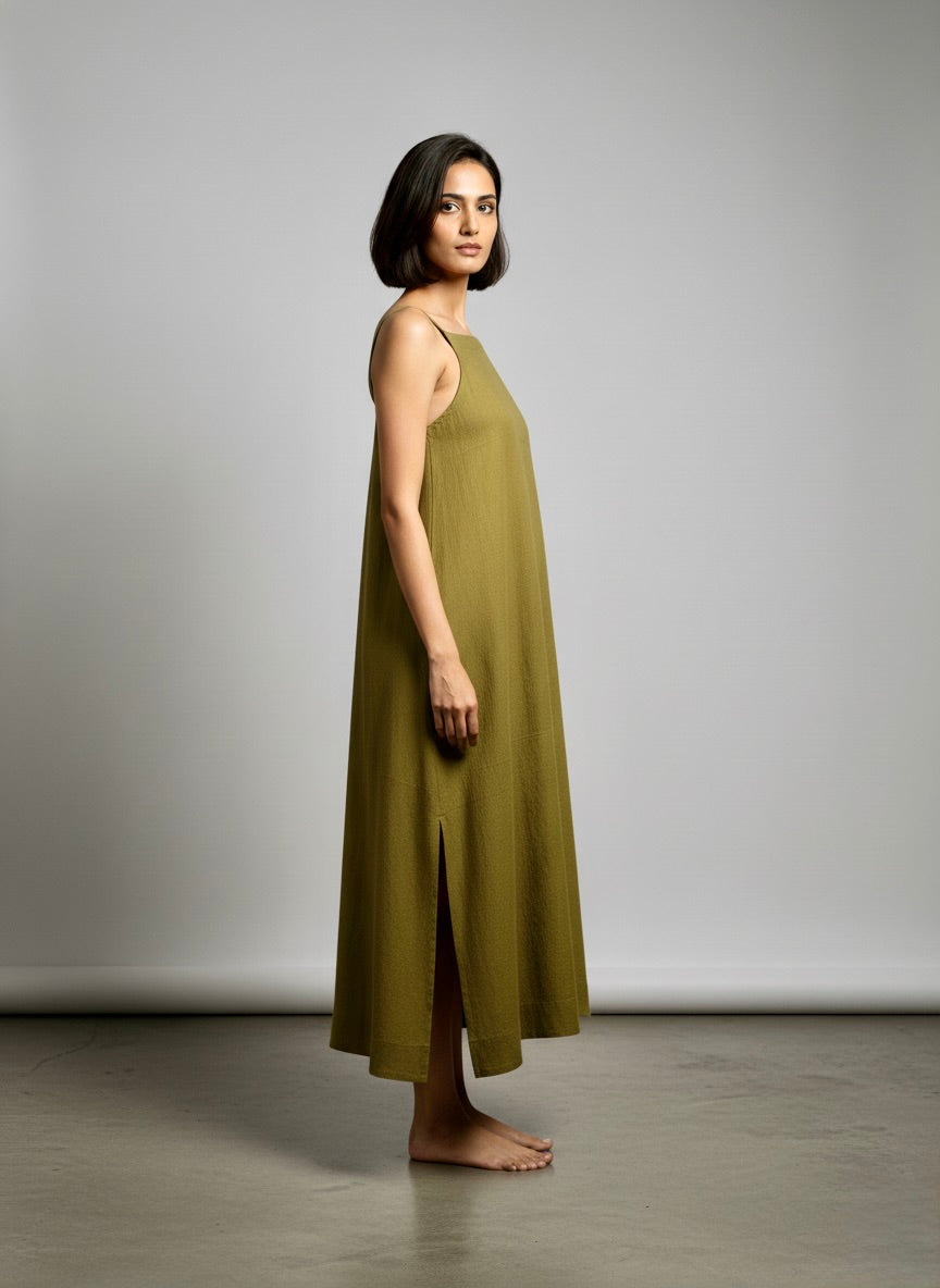 Olive Minimal Slip Dress