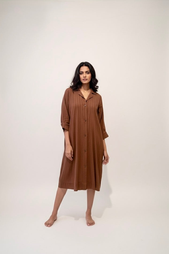 Cocoa Striped Shirt Dress