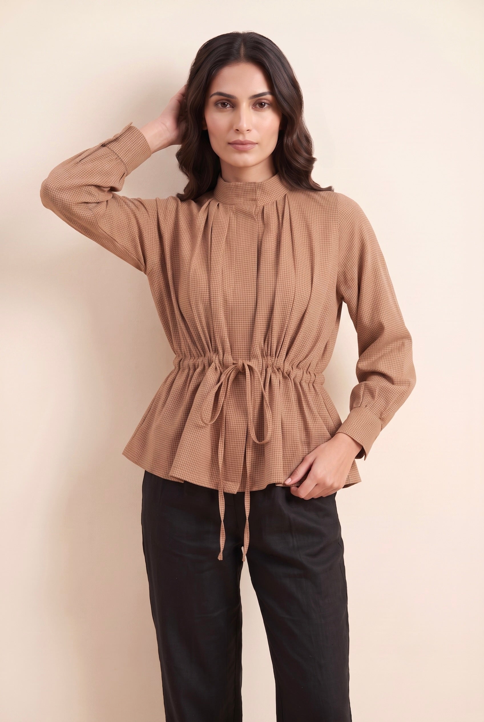Mocha Check Top