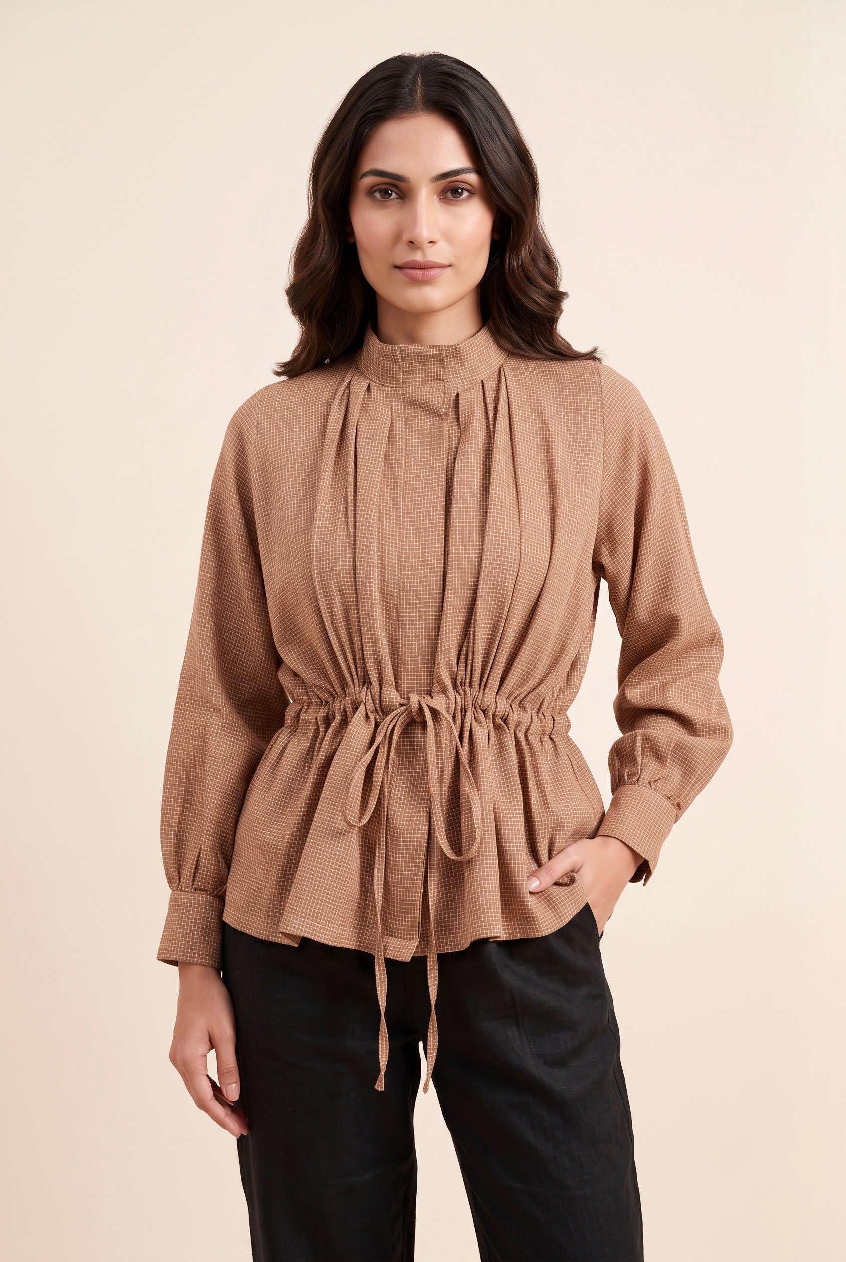 Mocha Check Top