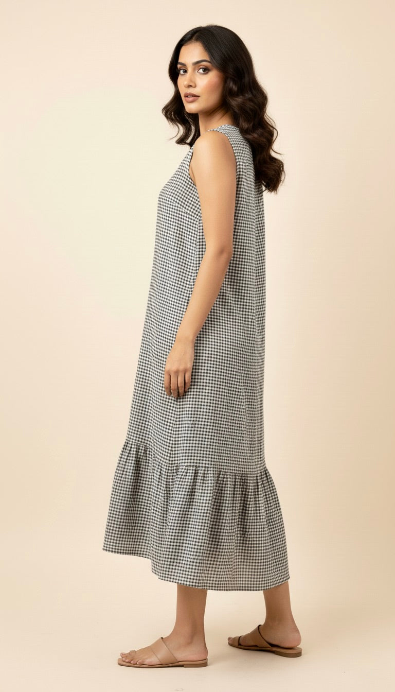 Checks Ruffle Dress