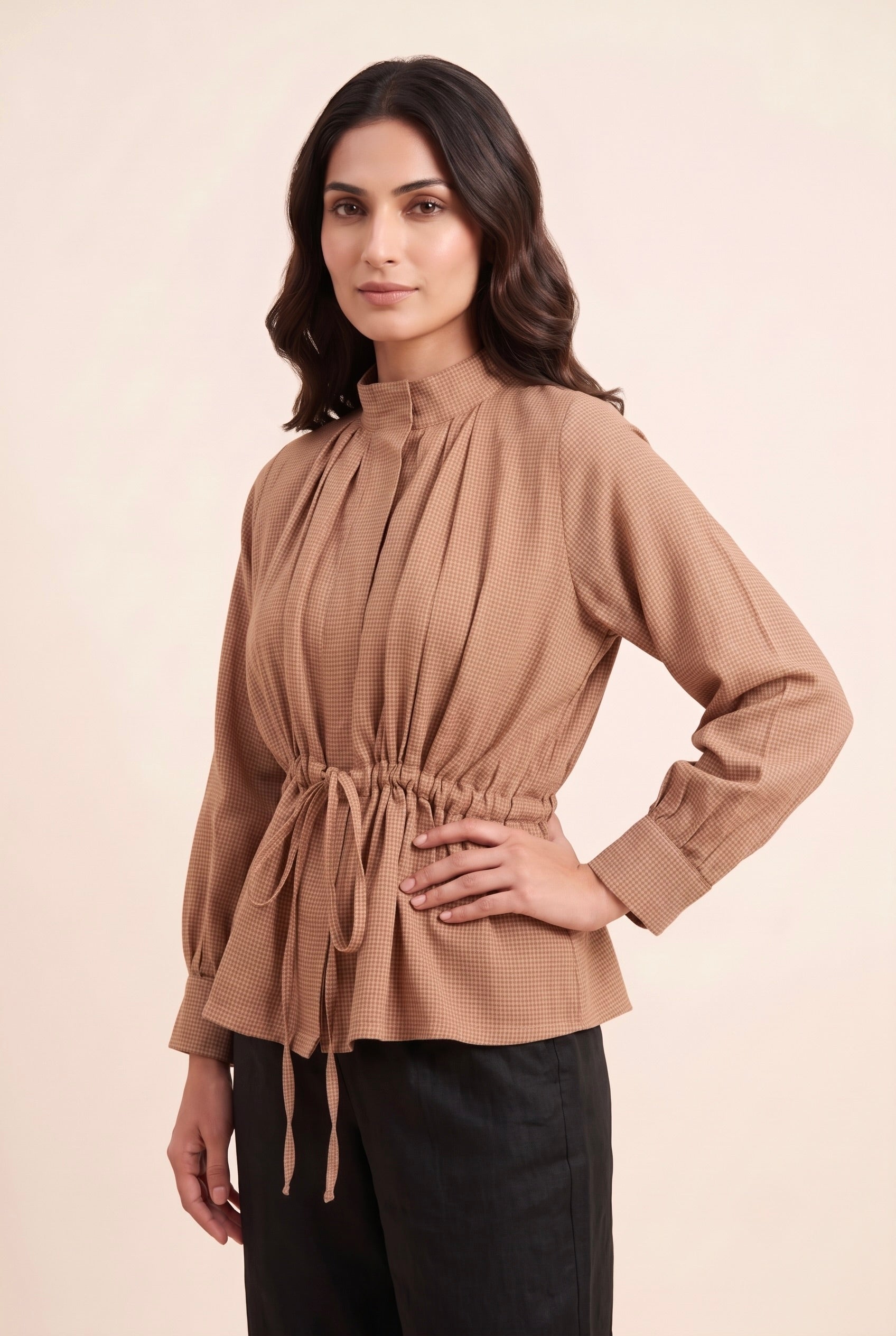 Mocha Check Top