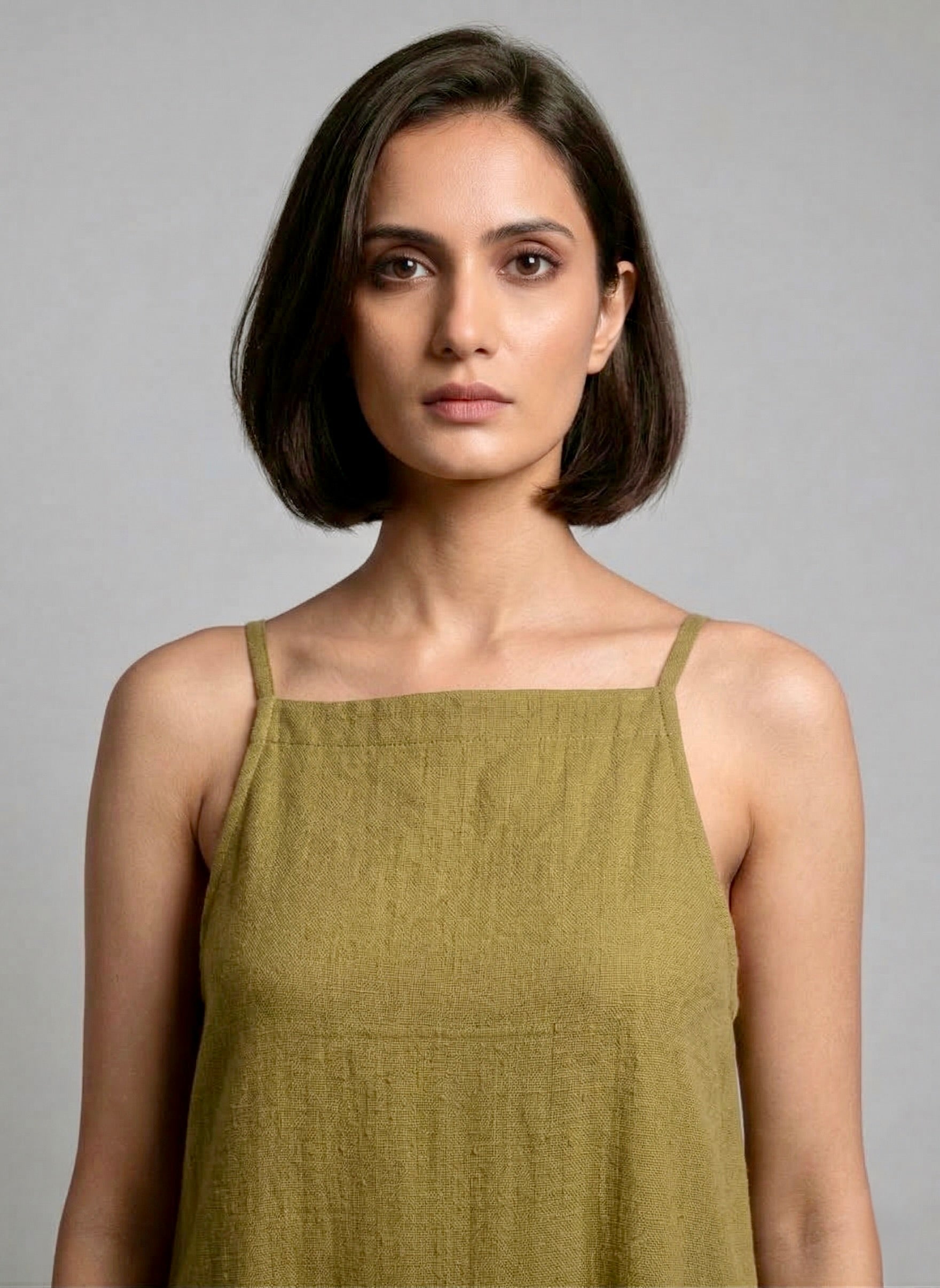 Olive Minimal Slip Dress