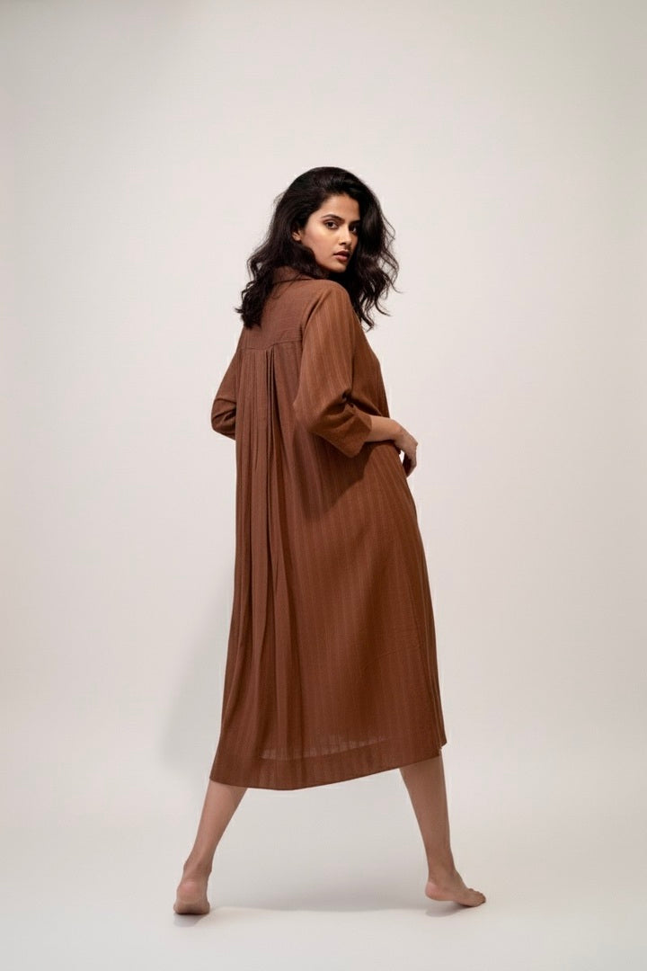 Cocoa Striped Shirt Dress