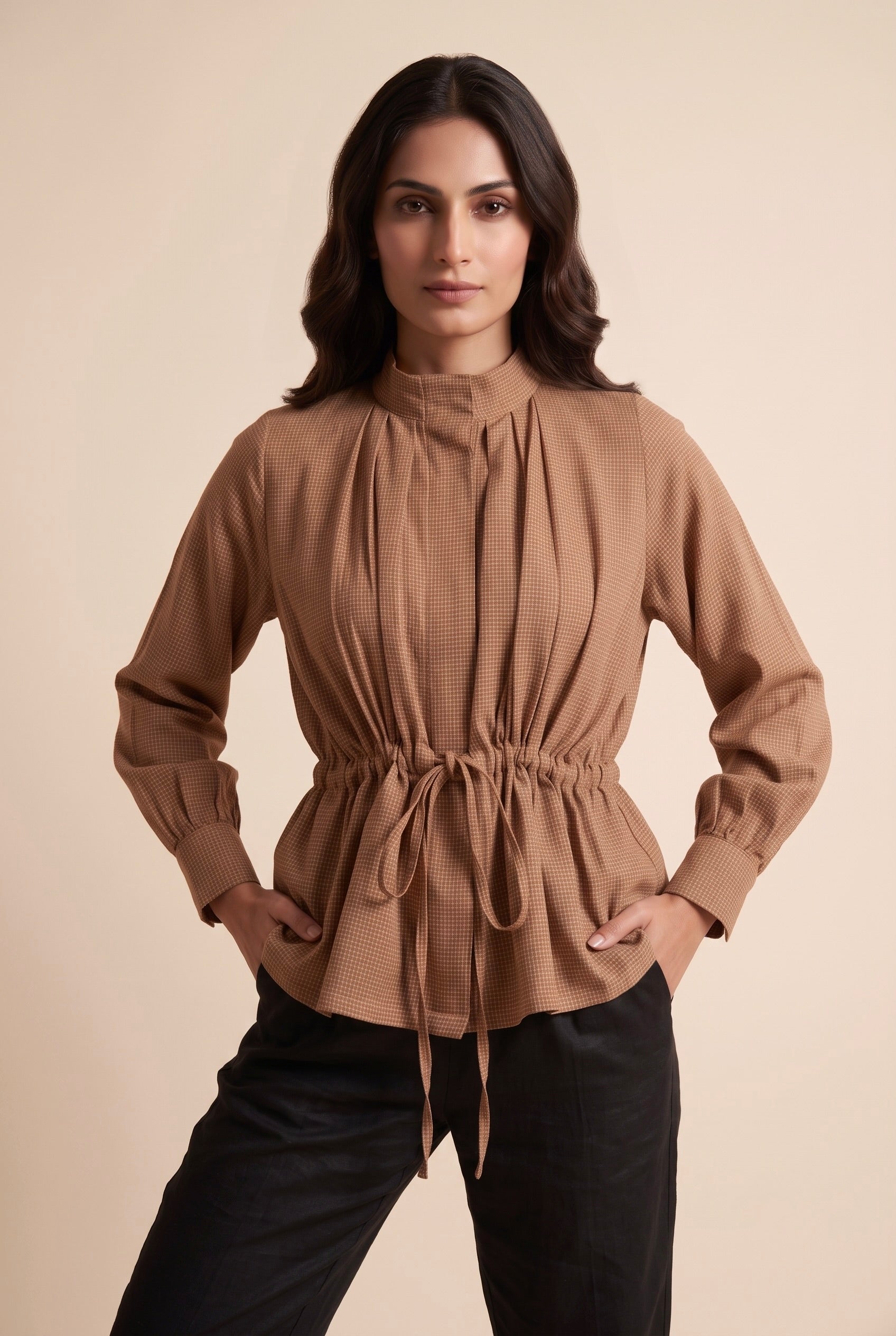 Mocha Check Top