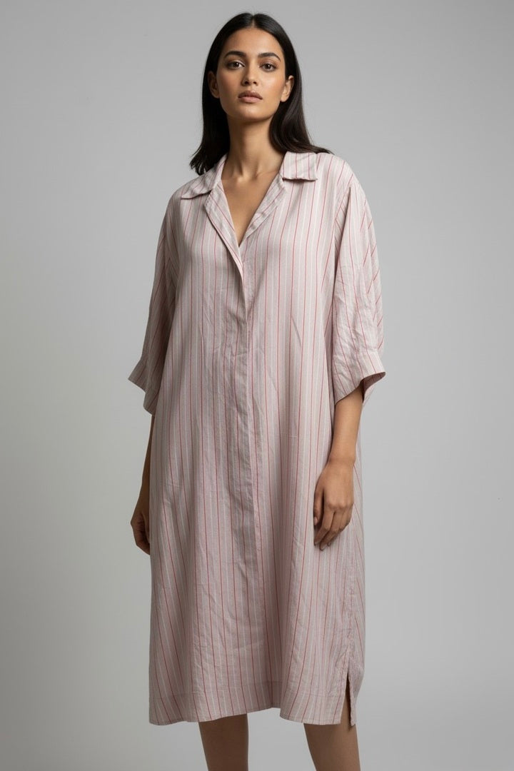 Blush Striped Shirt Dress
