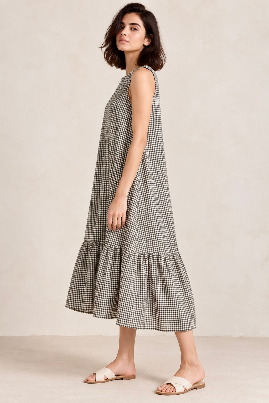 Checks Ruffle Dress
