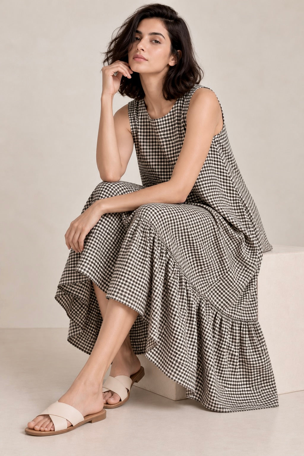 Checks Ruffle Dress