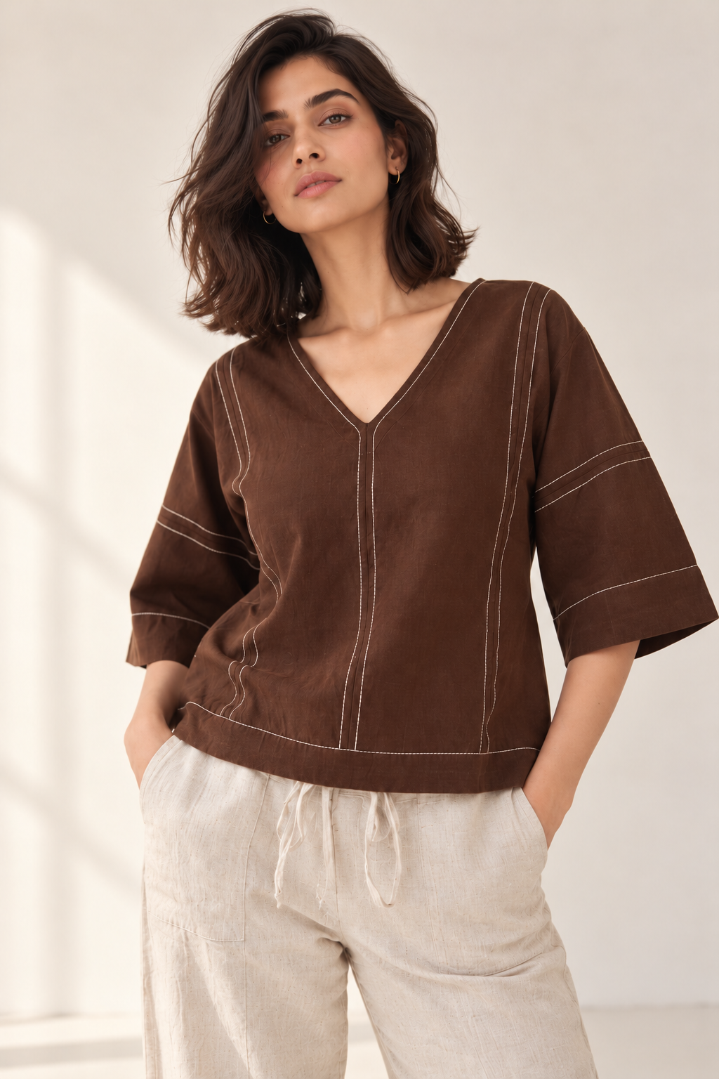 Brown Stitch Top