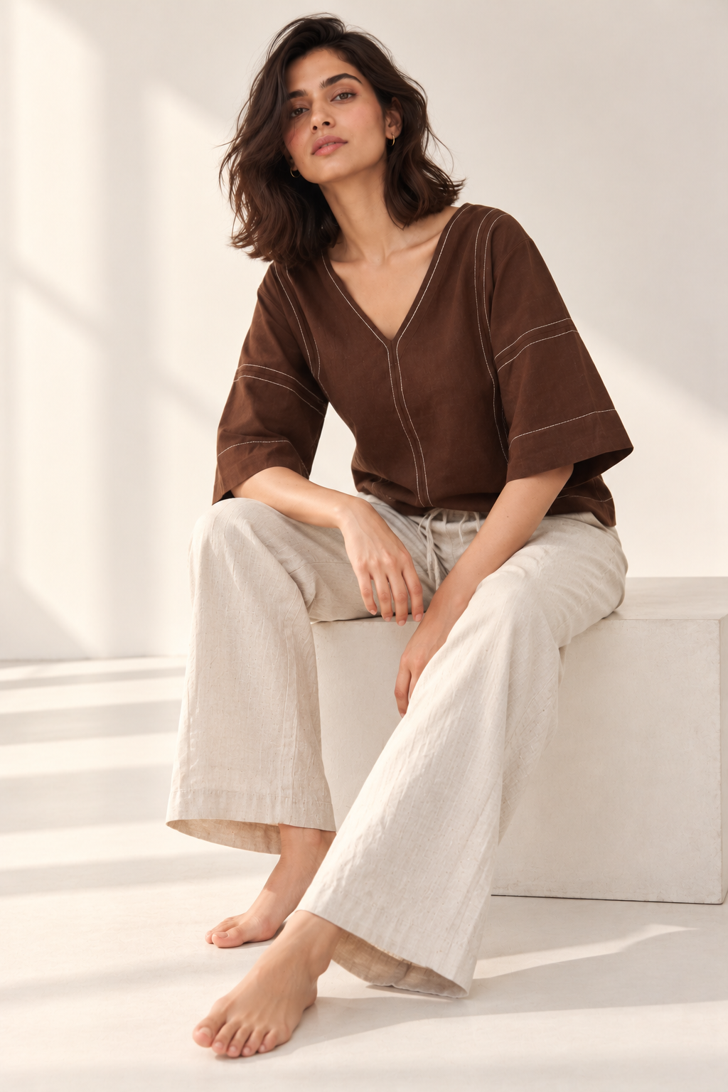 Brown Stitch Top