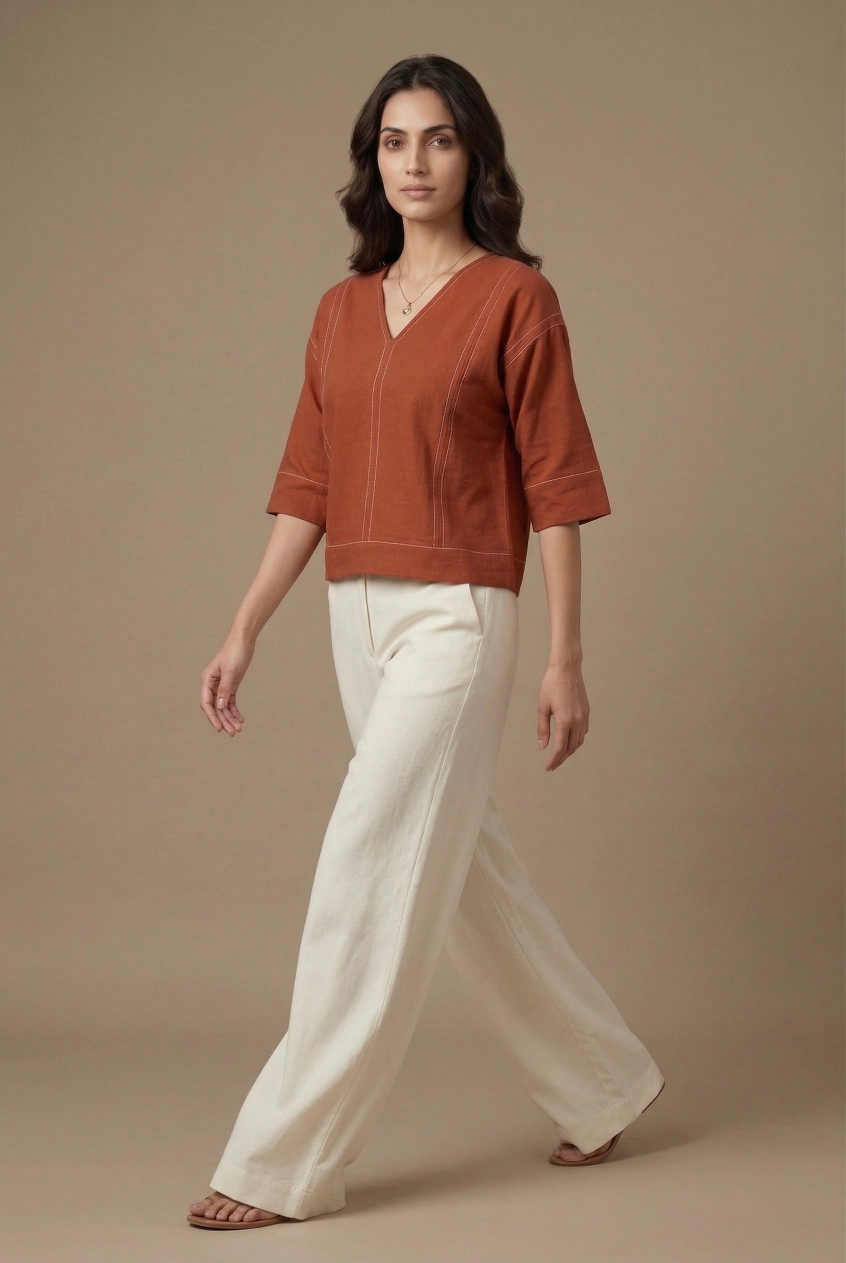 Rust Stitch Top