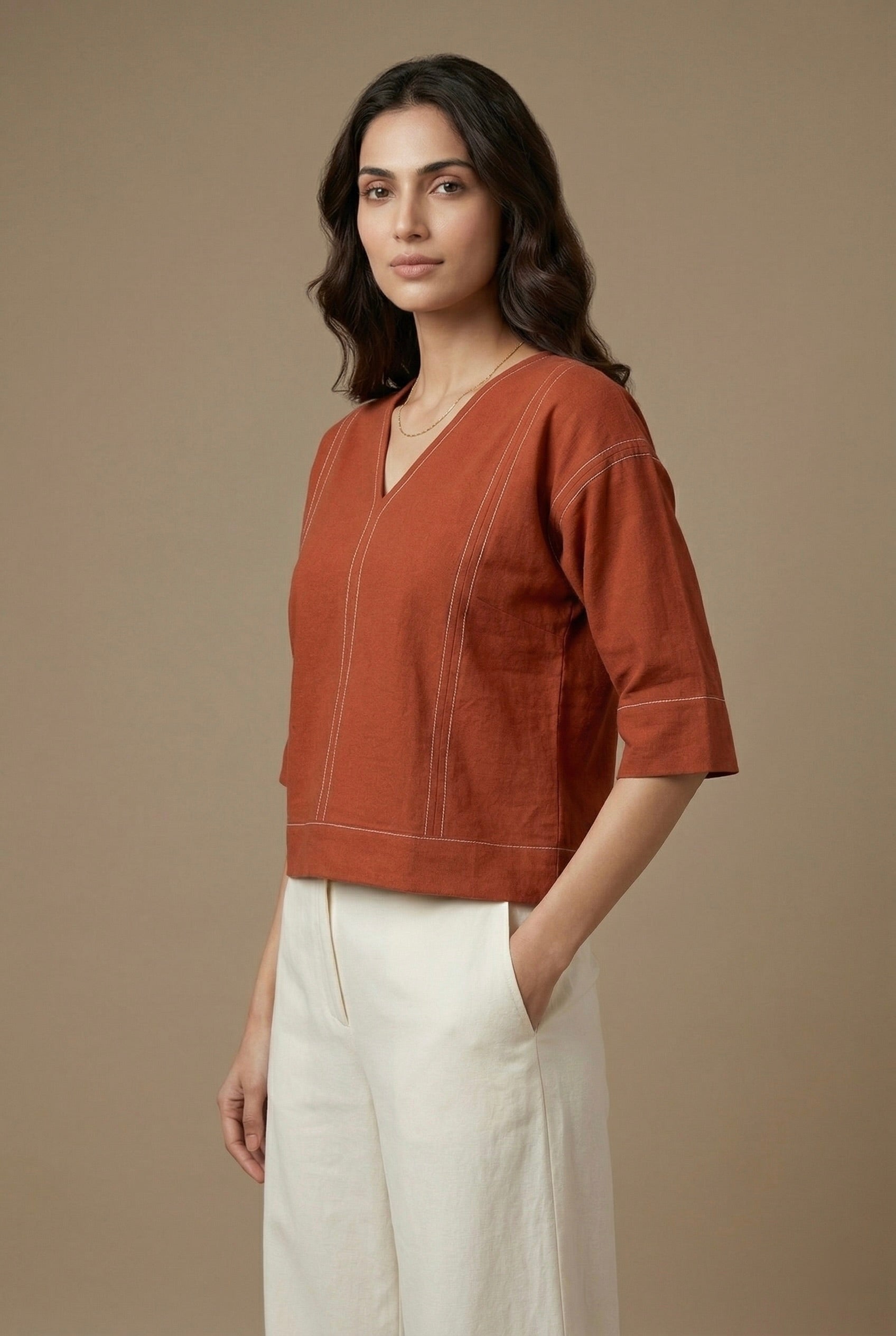 Rust Stitch Top