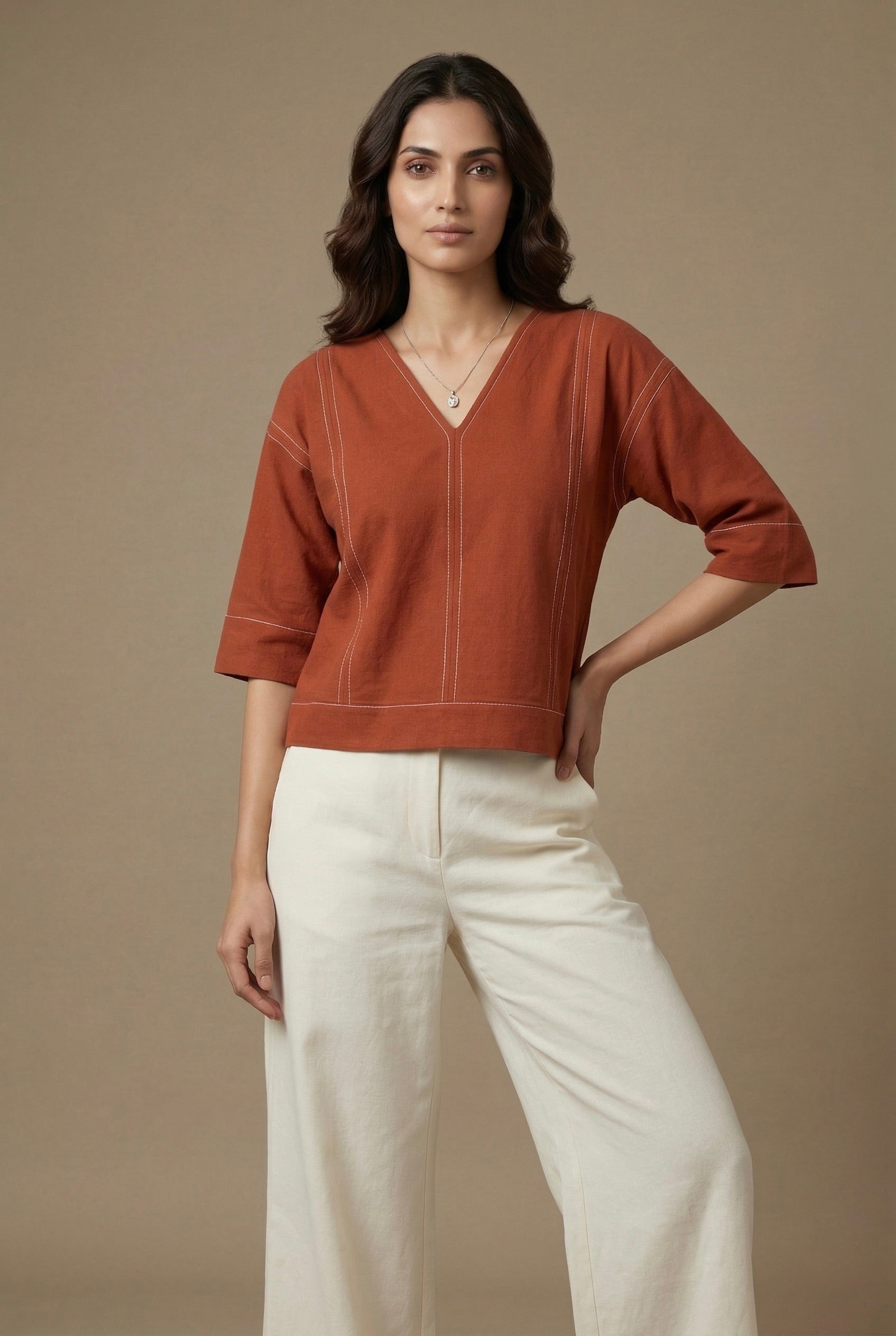 Rust Stitch Top