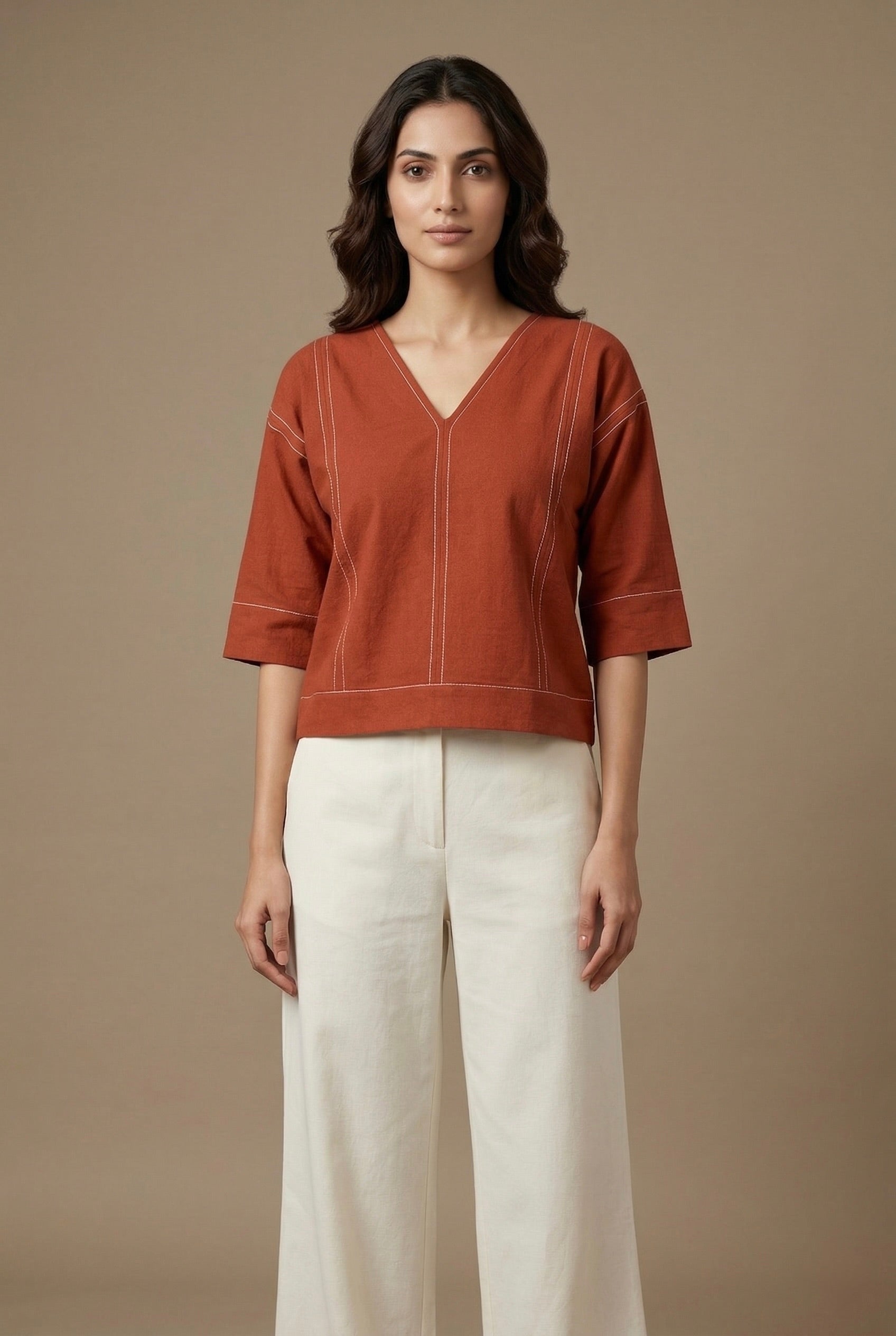 Rust Stitch Top