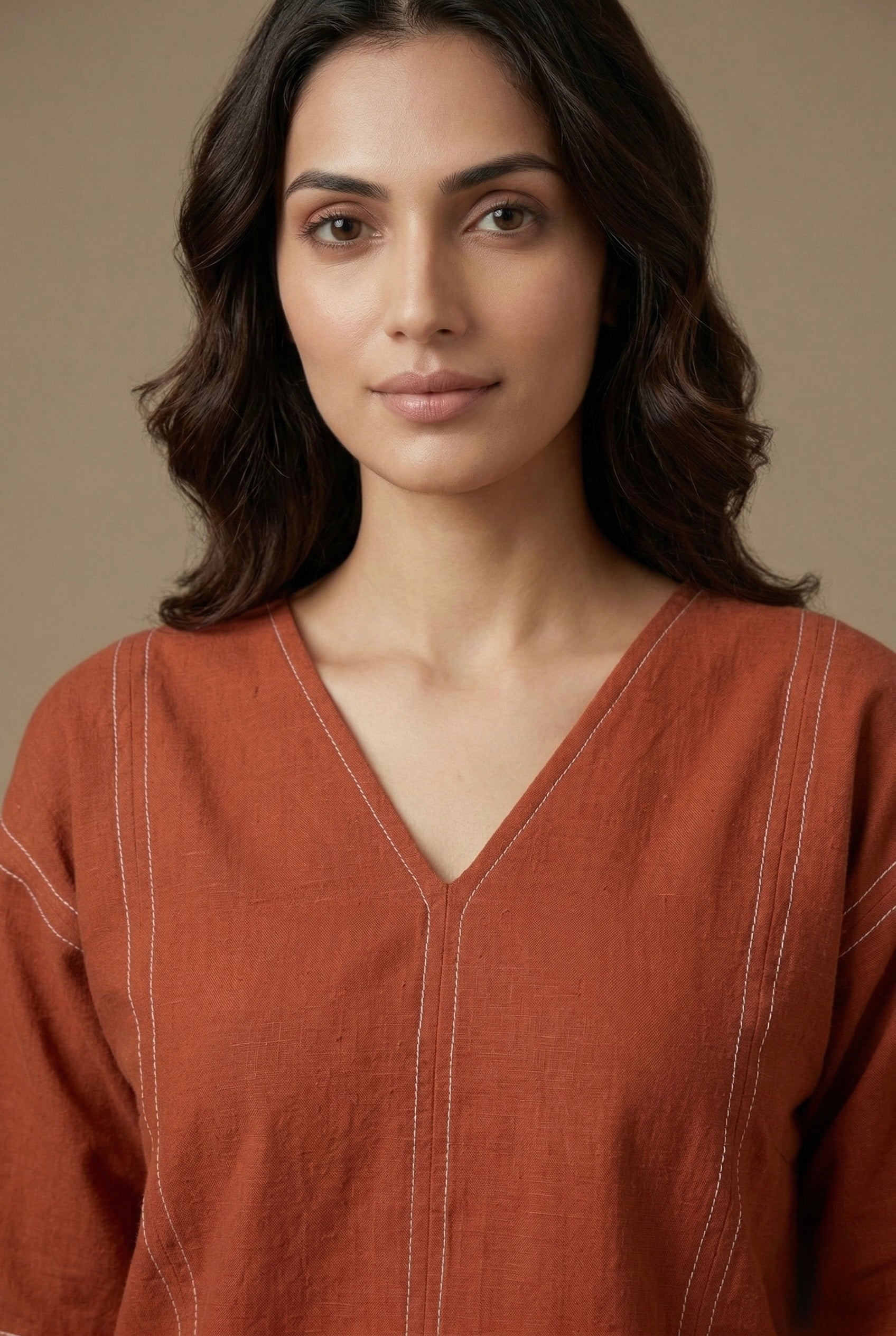 Rust Stitch Top