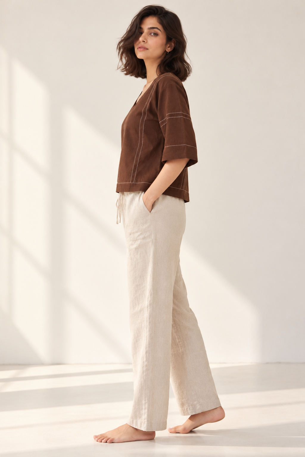 Brown Stitch Top