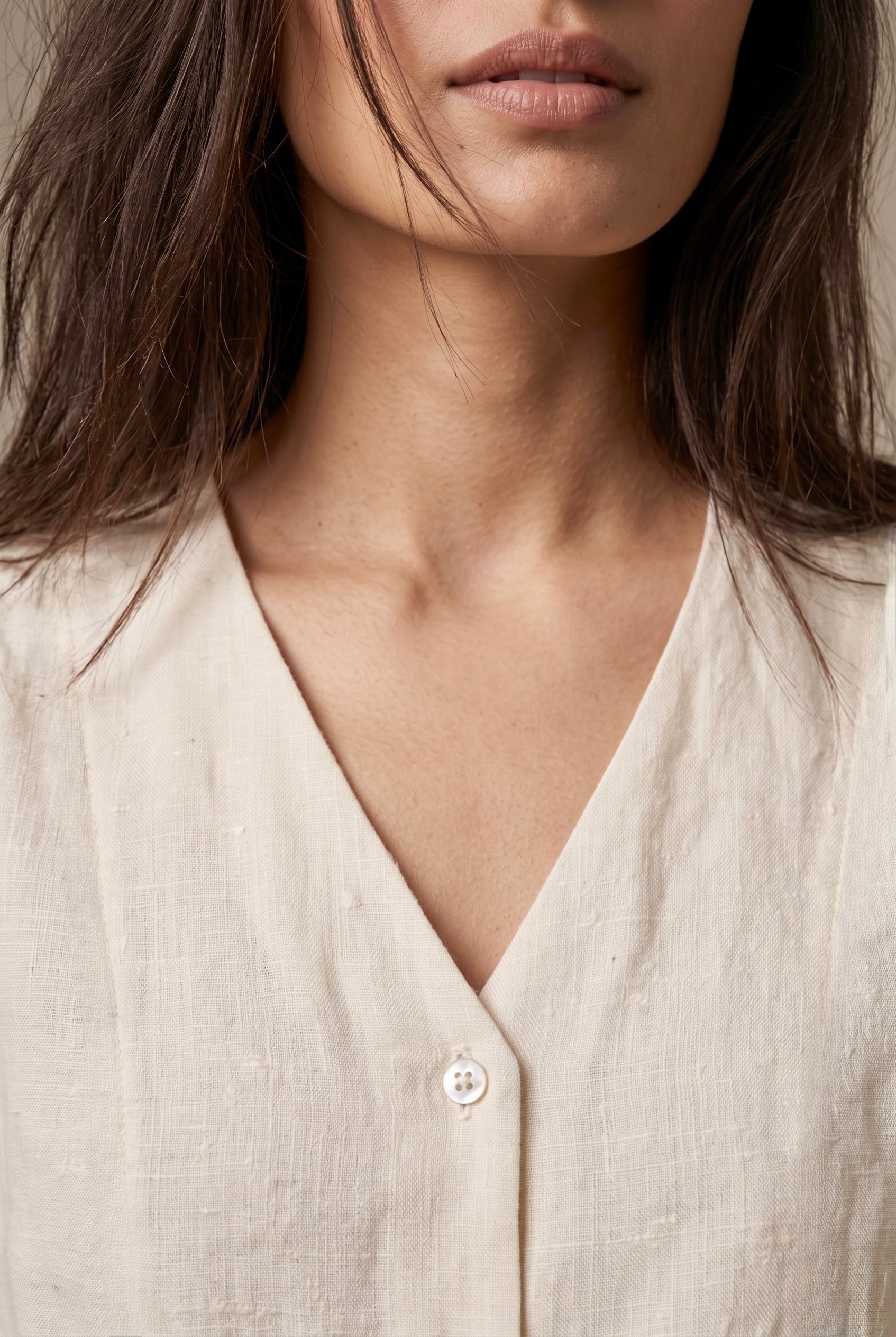 White Linen Sleeveless Shirt